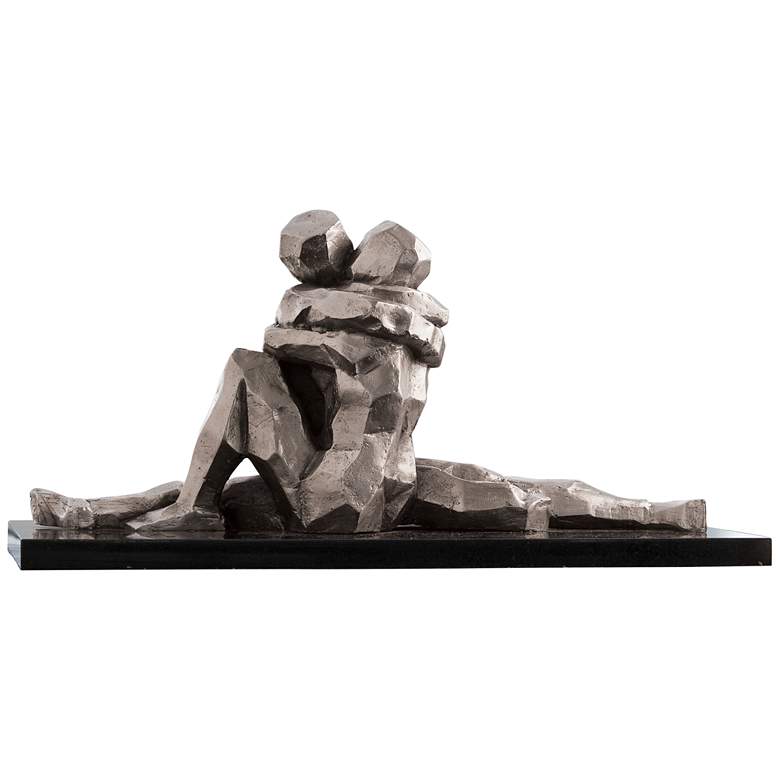 Image 1 The Kiss 18" Wide Silver-Nickel Tabletop Sculpture
