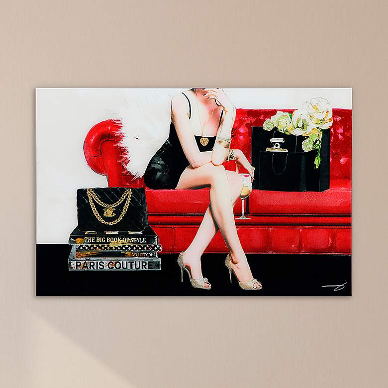 Image 1 The Lady 50 3/4 inchW Floating Tempered Glass Graphic Wall Art