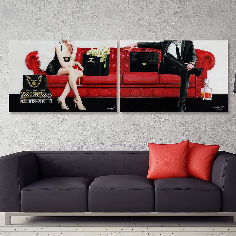 Image 1 The Lady and The Gentleman 50 3/4 inchW Glass Graphic Wall Art