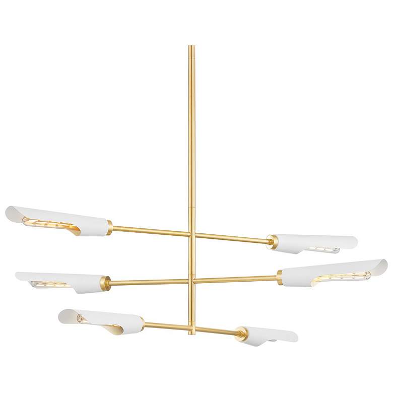 Image 1 The Lifestyled Co Harperrose 48 in. Aged Brass/Soft White Chandelier