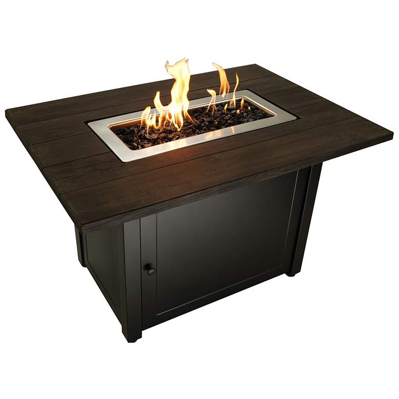 Image 2 The Marc 40 inch Wide Faux Wood Rectangular Gas Outdoor Fire Pit more views
