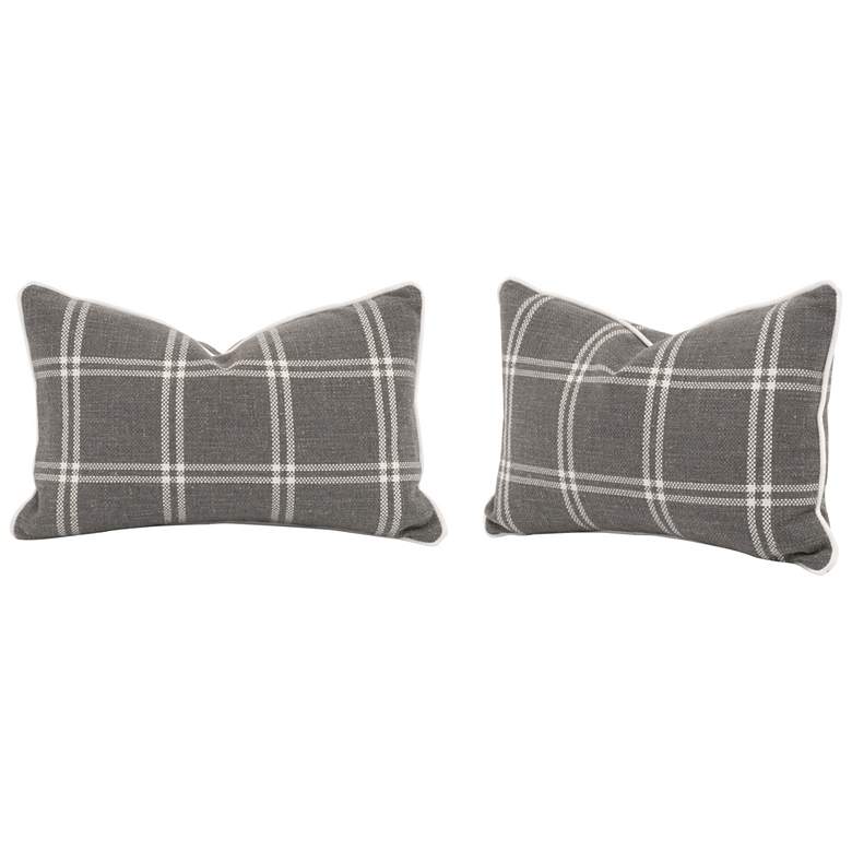 Image 1 The Not So Basic 20 inch Essential Lumbar Pillow, Smoke, Ivory, Set of 2