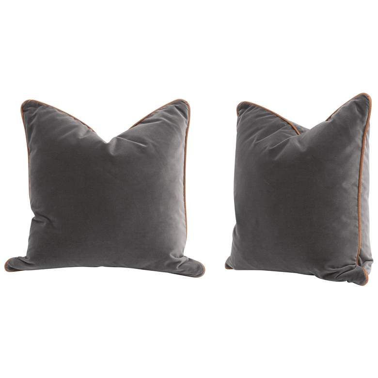 Image 1 The Not So Basic 20" Essential Pillow, Dark Dove Velvet, Brown, Set of