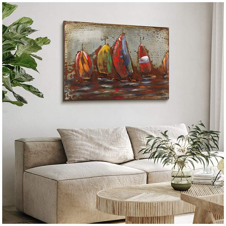 Image 5 The Regatta I & II Mixed Media Iron Hand Painted Dimensional Wall Art more views