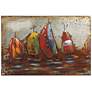 1_The Regatta I" Mixed Media Iron Hand Painted Dimensional Wall Art
