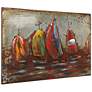 2_The Regatta I" Mixed Media Iron Hand Painted Dimensional Wall Art more views