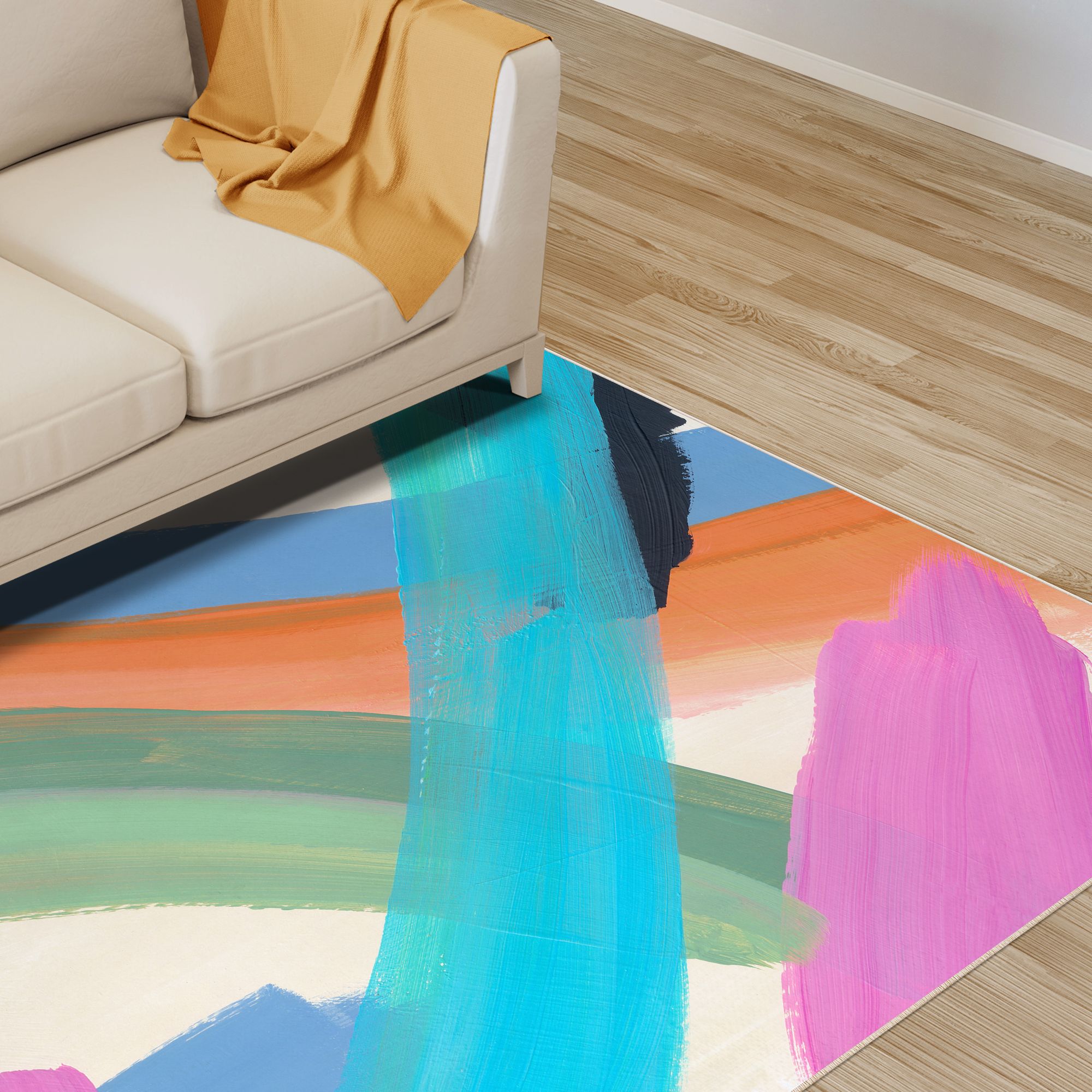 Image 5 The Script II Washable Abstract Art Area Rug size 5'x8' more views