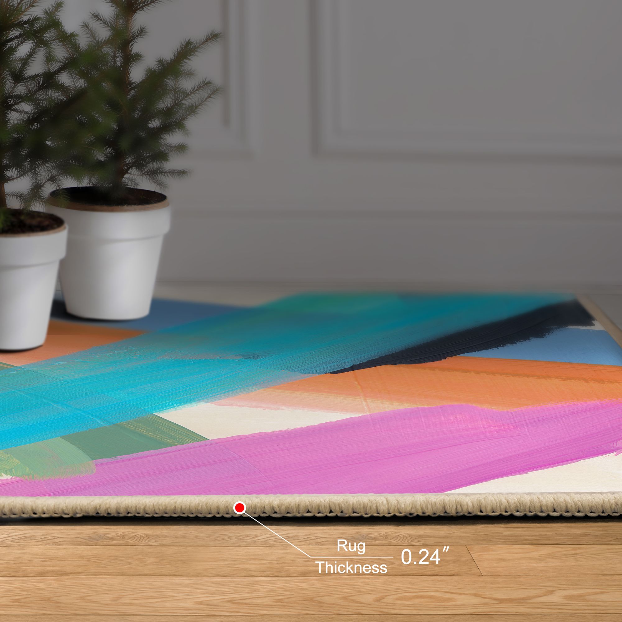 Image 6 The Script II Washable Abstract Art Area Rug size 5'x8' more views