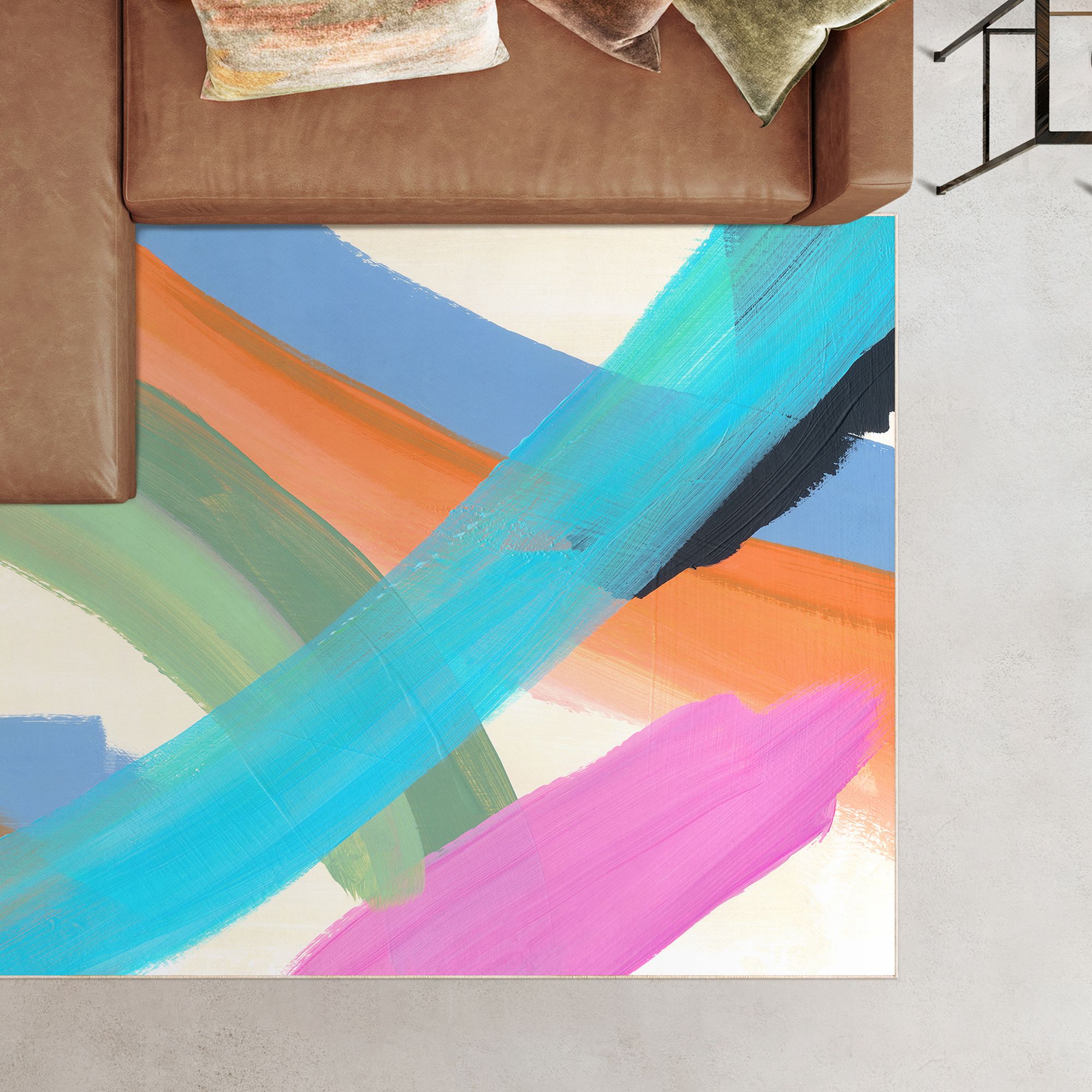 Image 5 The Script II Washable Abstract Art Area Rug size 8'x10' more views