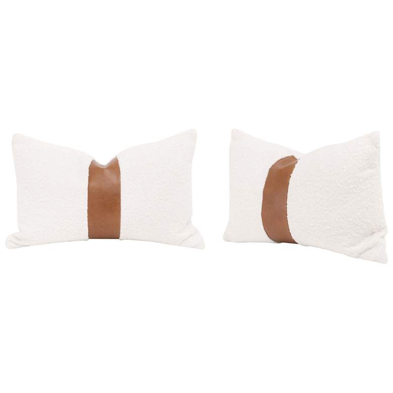 Image 1 The Split Decision 20 inch Essential Lumbar Pillow-Boucle Snow, Brown, Set