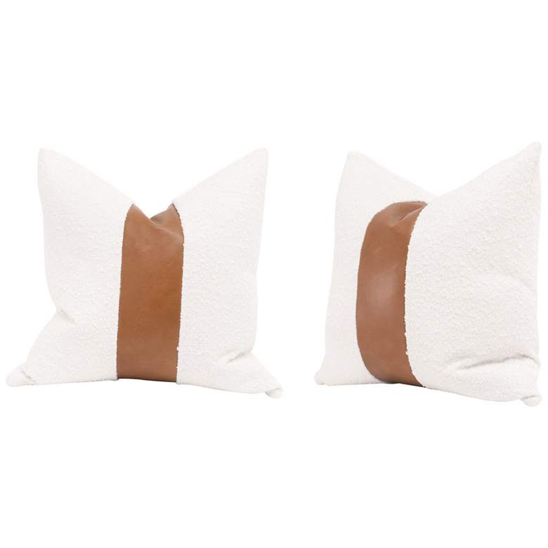 Image 1 The Split Decision 20 inch Essential Pillow, Boucle Snow, Brown, Set of 2