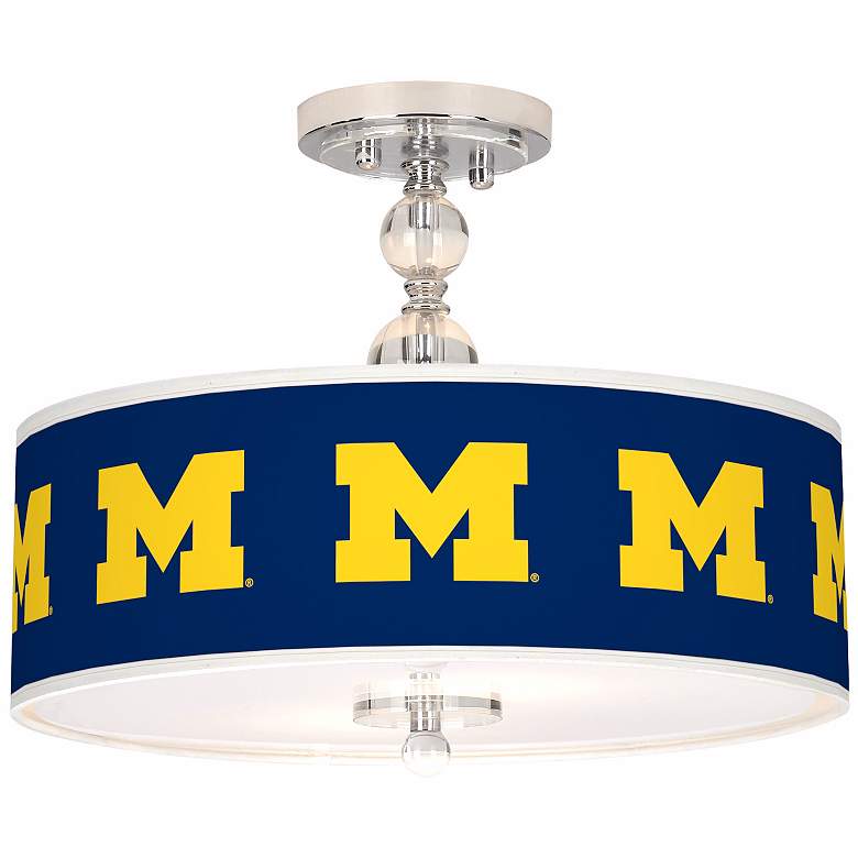 Image 1 The University of Michigan 16 inchW Semi-Flush Ceiling Light