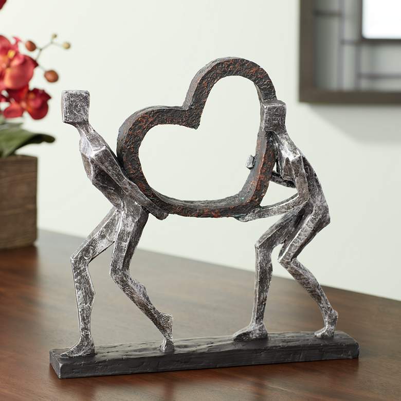 The Weight of Love 12&quot; High Figurines and Heart Sculpture