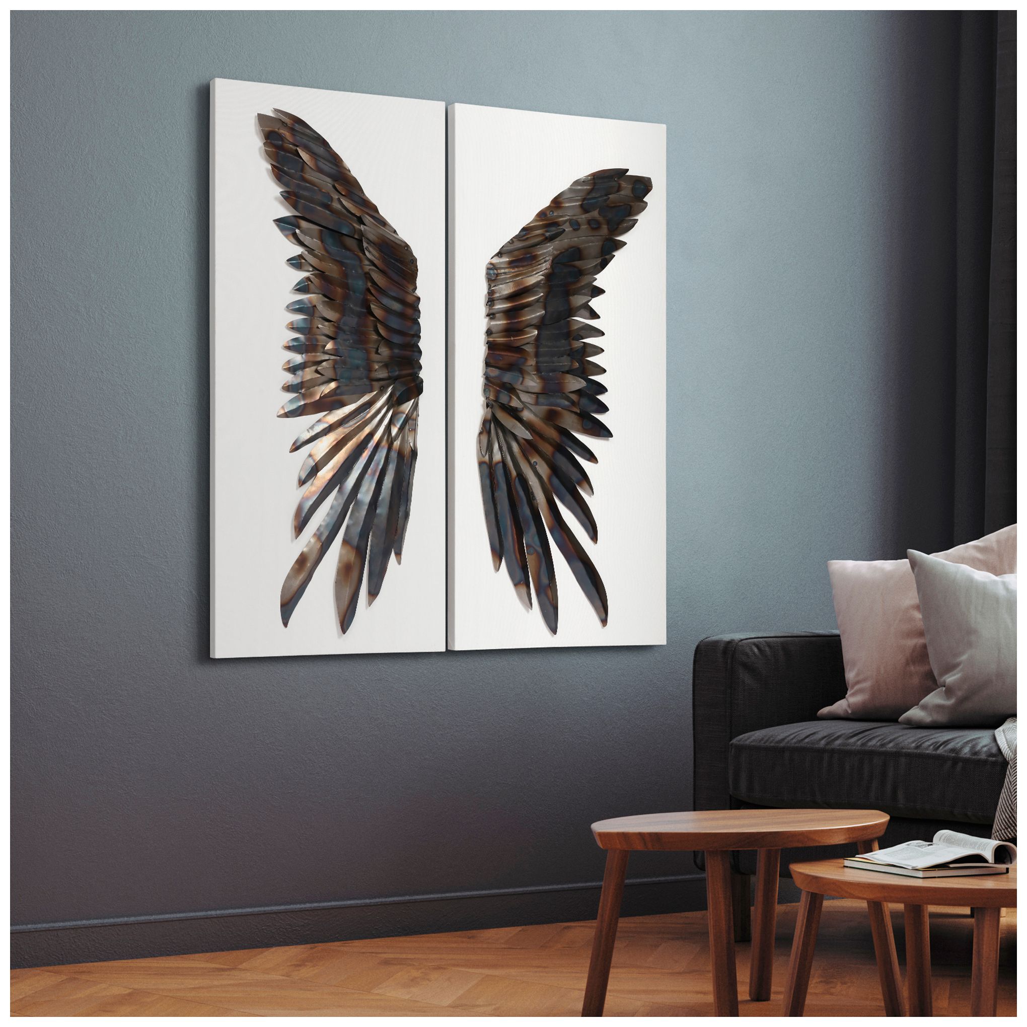 Image 4 The Wings" Primo Mixed Media Iron Wall Sculpture on Canvas more views