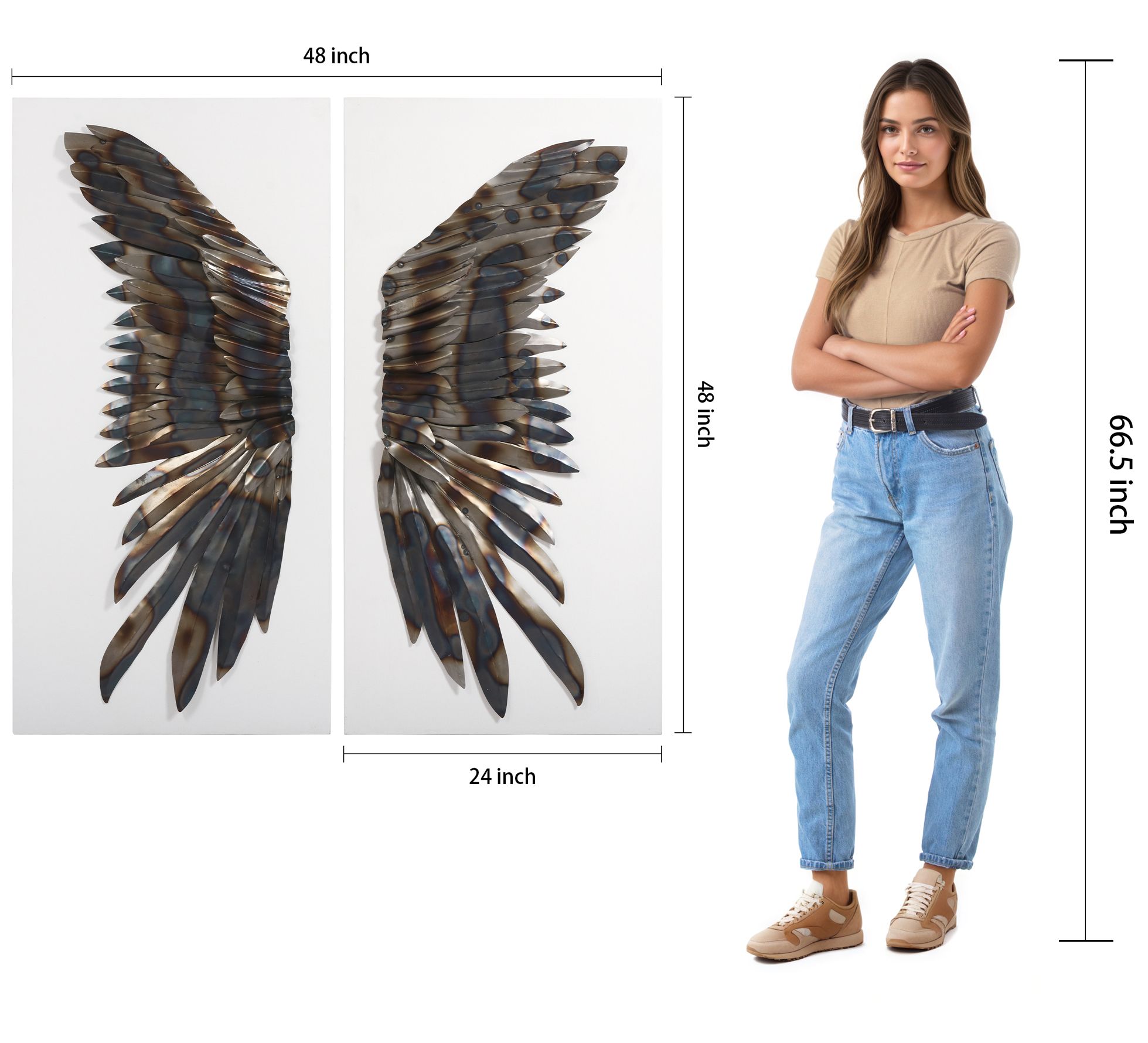 Image 6 The Wings" Primo Mixed Media Iron Wall Sculpture on Canvas more views