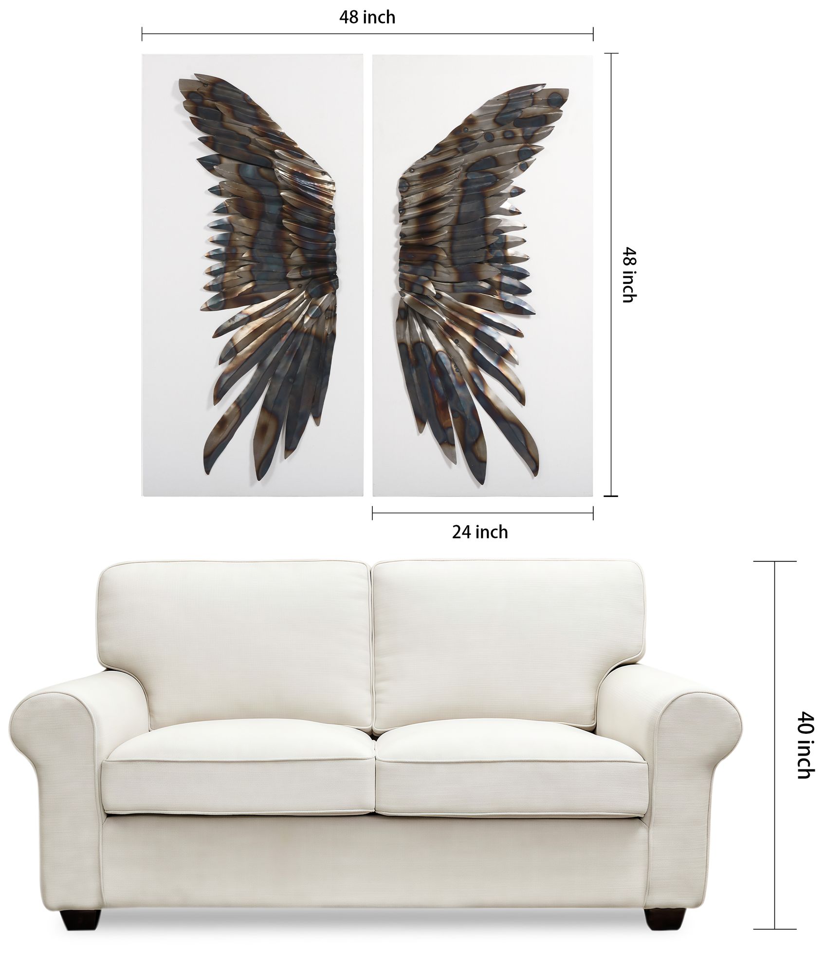 The Wings" Primo Mixed Media Iron Wall Sculpture on Canvas