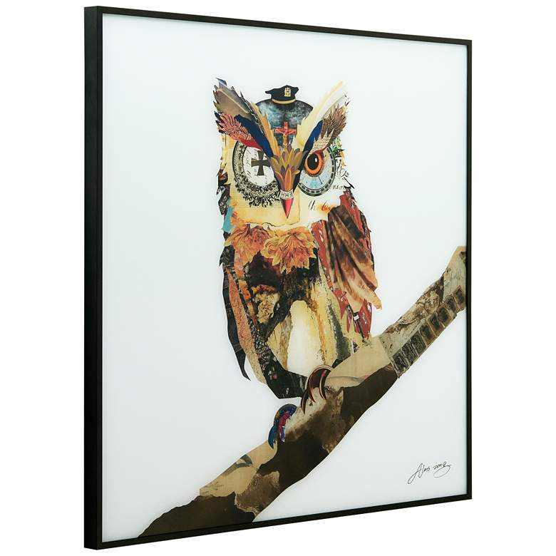 Image 4 The Wisest Owl 24" Square Framed Printed Art Glass Wall Art more views