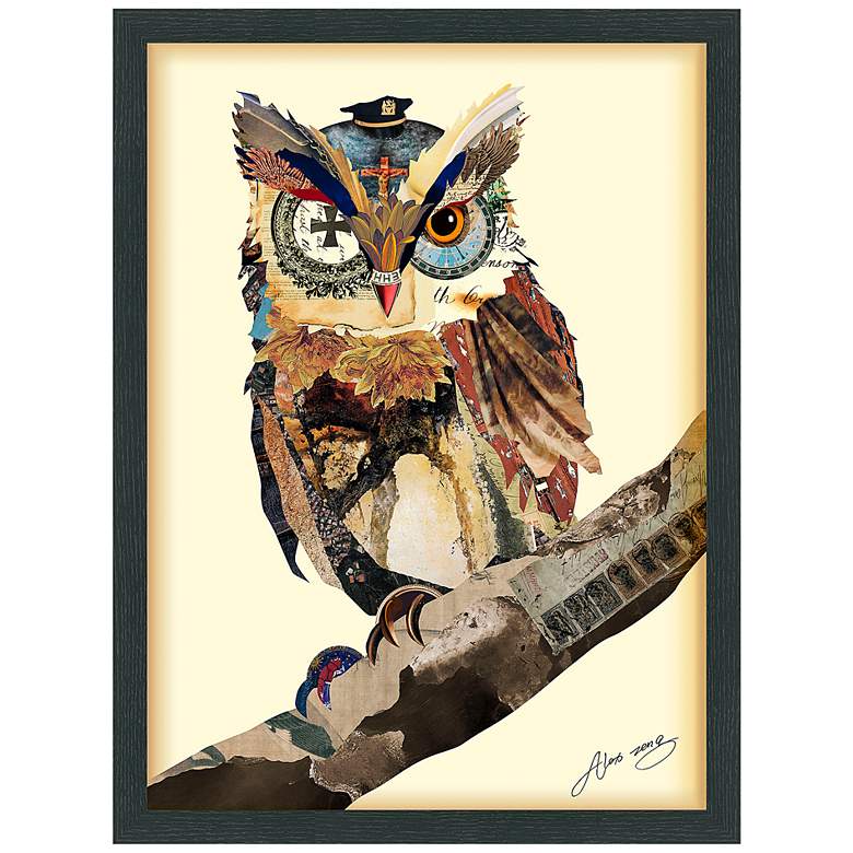 Image 2 The Wisest Owl 25" High Dimensional Collage Framed Wall Art