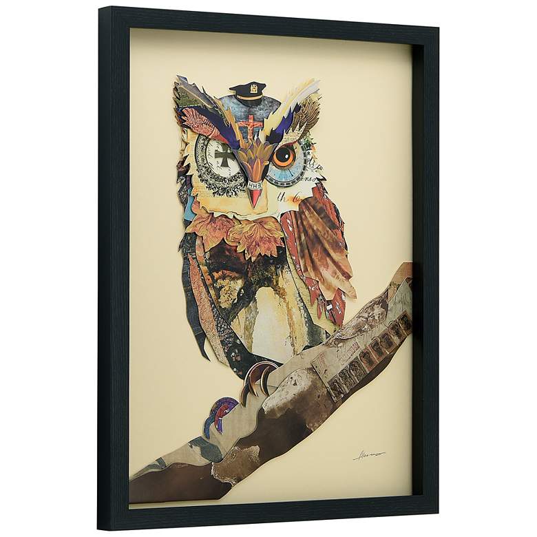 Image 4 The Wisest Owl 25" High Dimensional Collage Framed Wall Art more views