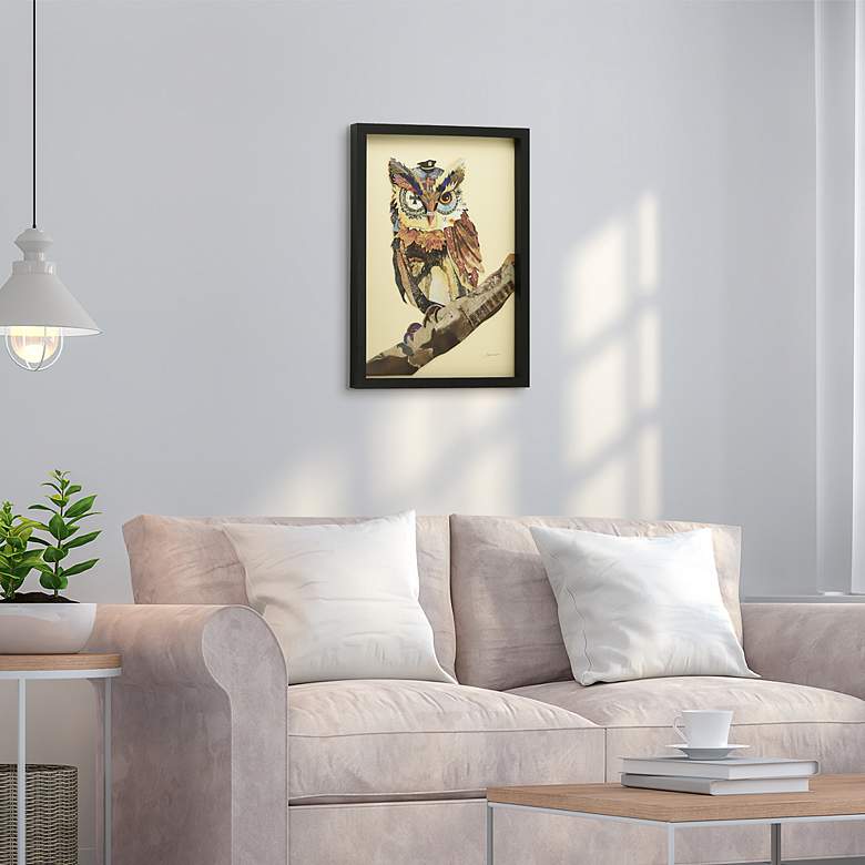 Image 5 The Wisest Owl 25" High Dimensional Collage Framed Wall Art more views