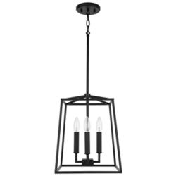 Thea 12" Wide Matte Black 4-Light Mini Lantern Foyer Pendant