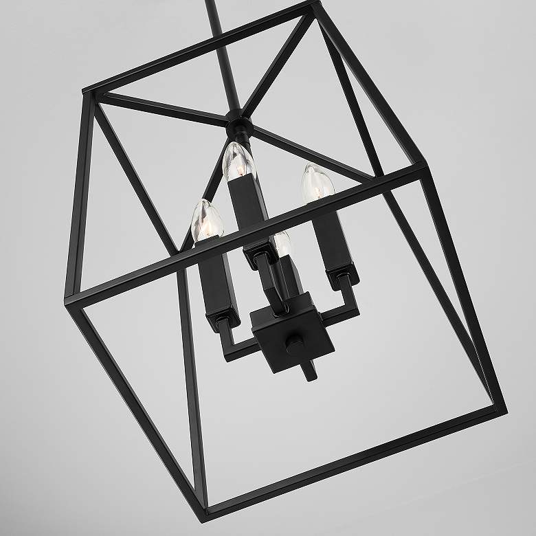 Image 3 Thea 12" Wide Matte Black 4-Light Mini Lantern Foyer Pendant more views