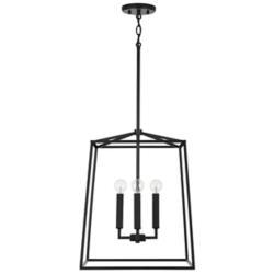 Thea 16" Wide Matte Black 4-Light Lantern Foyer Pendant