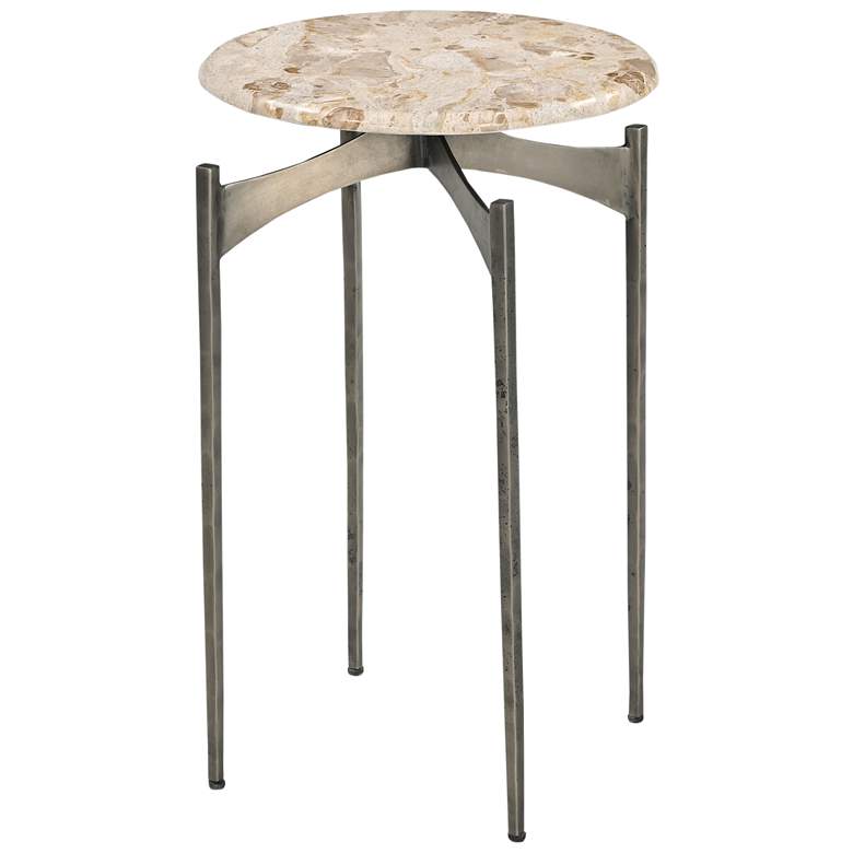 Image 1 Thea 24" High Beige And Antique Nickel Accent Table