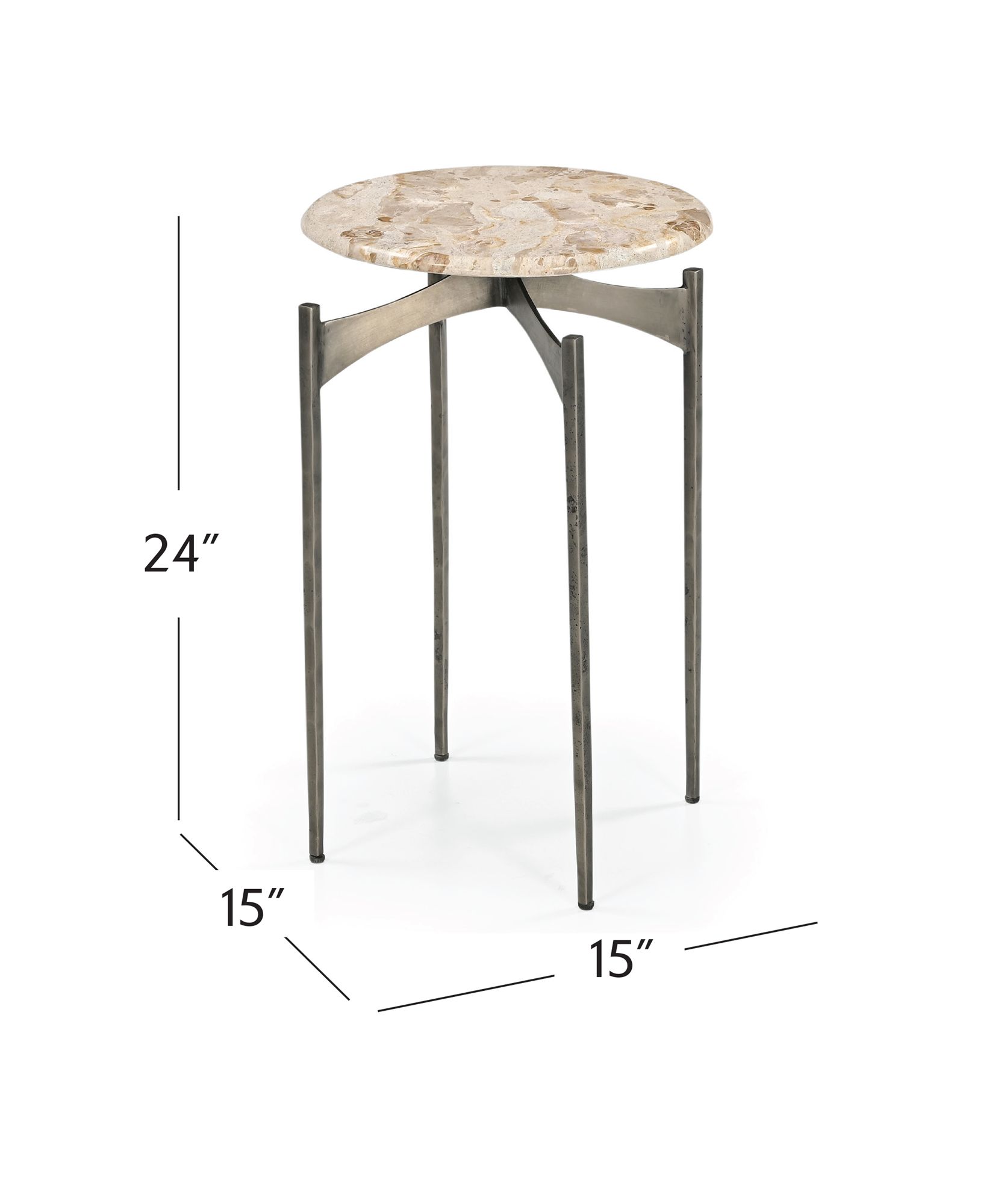 Image 4 Thea 24" High Beige And Antique Nickel Accent Table more views