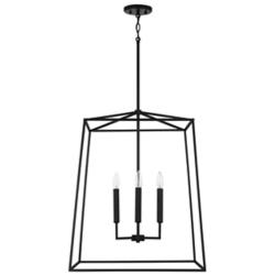 Thea 27 1/2" High Matte Black 4-Light Outdoor Hanging Light