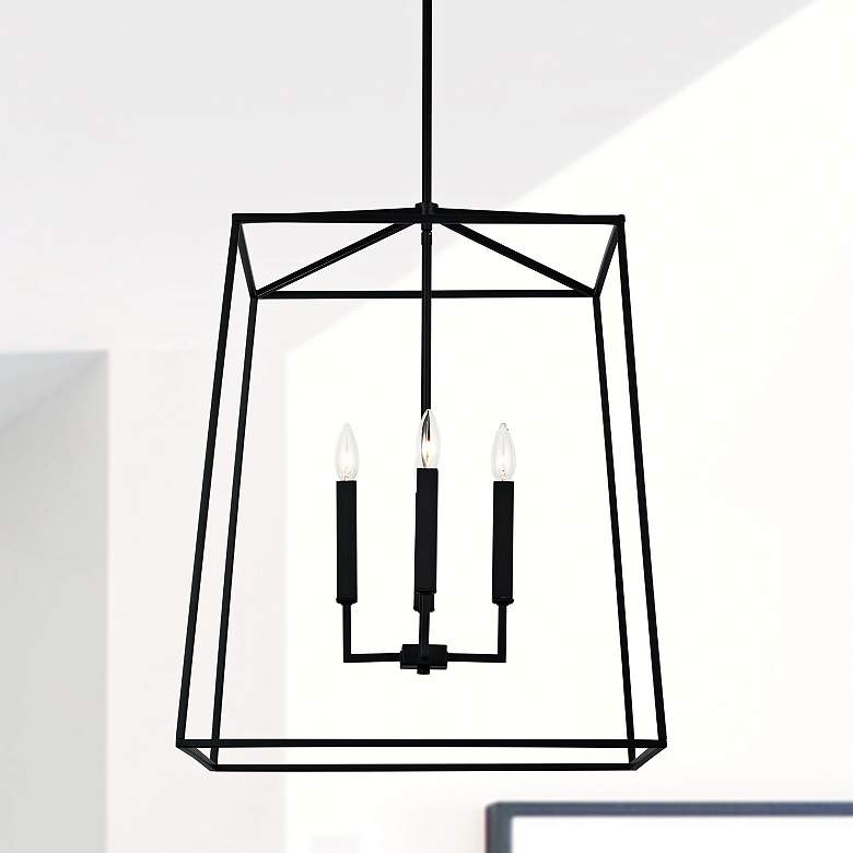 Image 1 Thea 27 1/2" High Matte Black 4-Light Outdoor Hanging Light