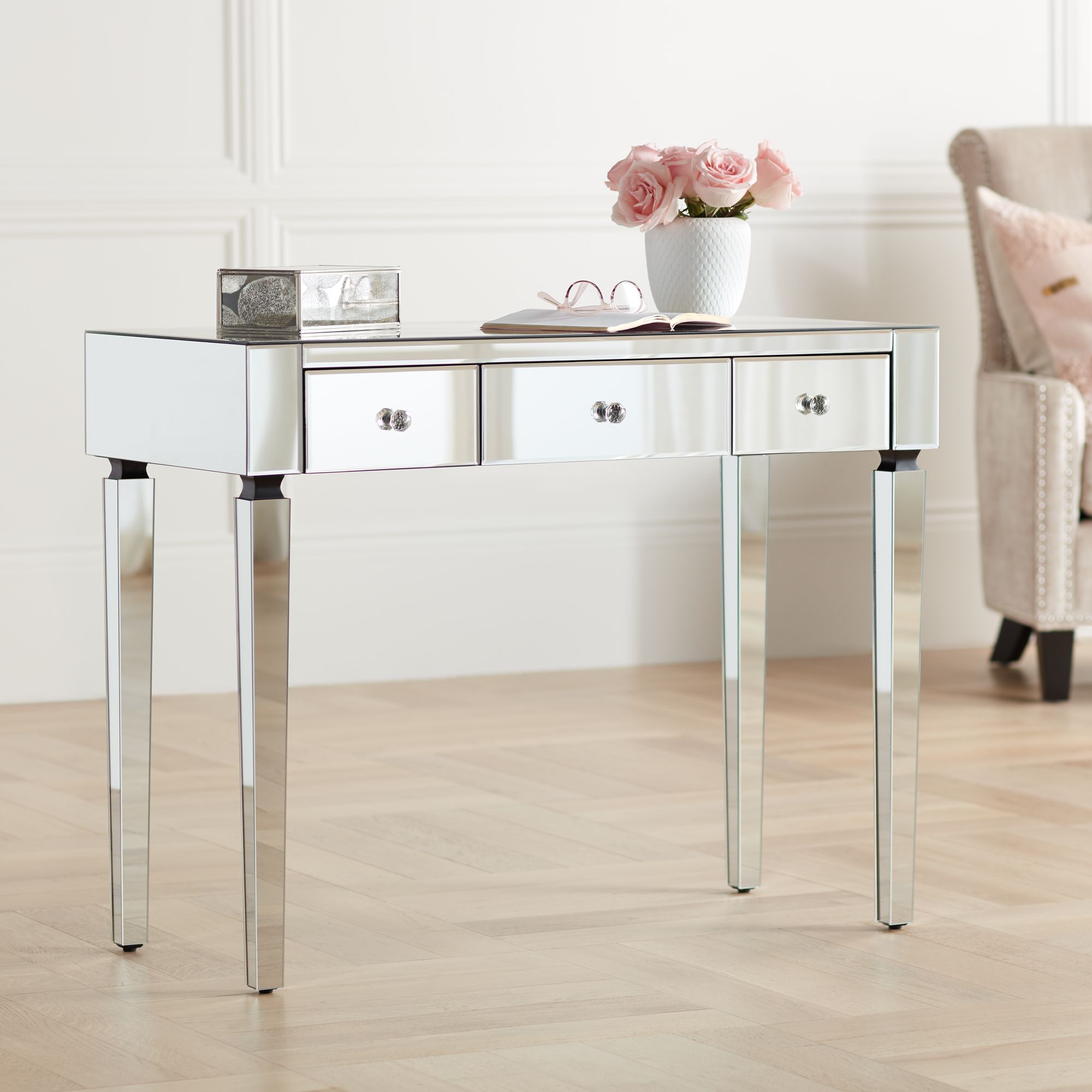 small mirrored desk