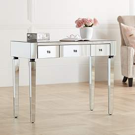 Image2 of Thea 39 1/2" Wide 3-Drawer Mirrored Small Desk