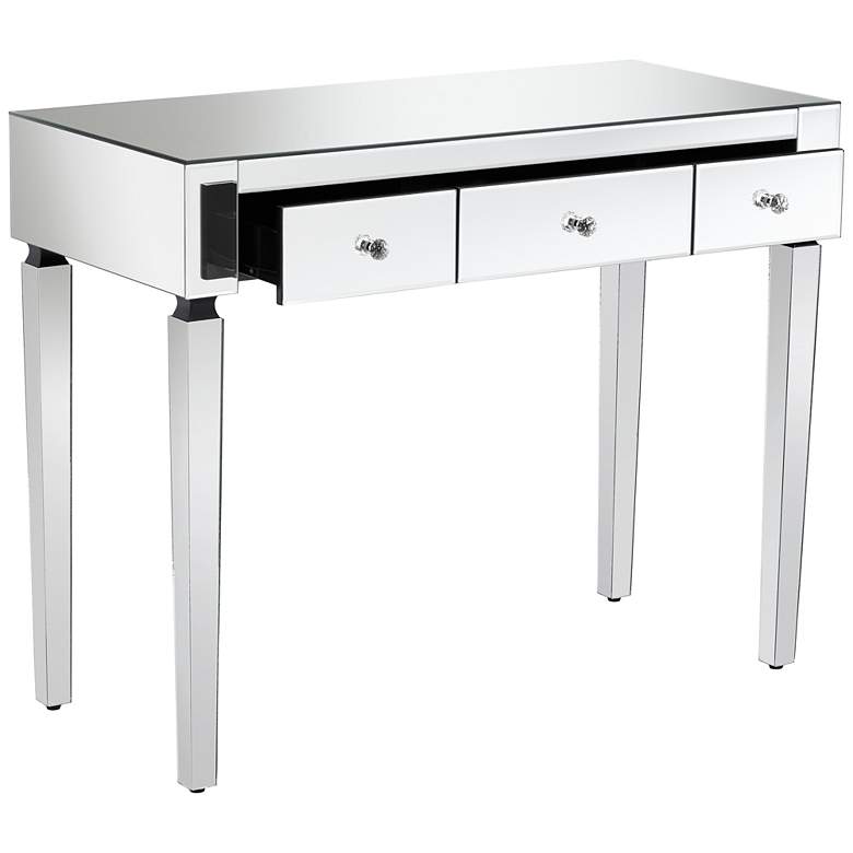 Image 7 Thea 39 1/2 inch Wide 3-Drawer Mirrored Small Desk more views