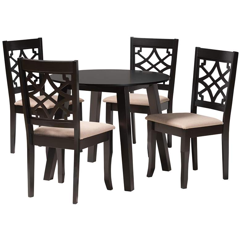 Image 2 Thea Beige Fabric 5-Piece Dining Table and Chairs Set