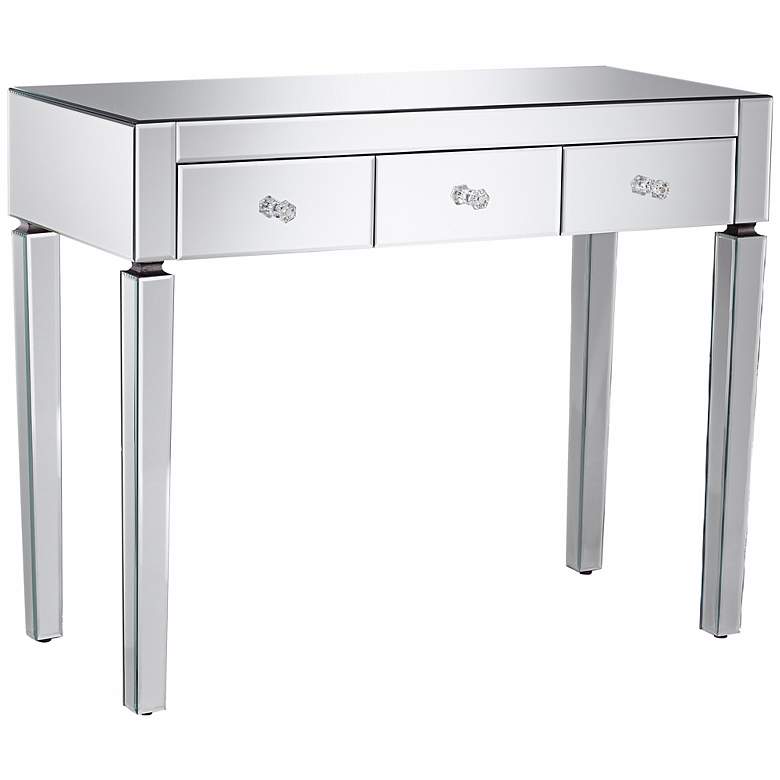 Image 1 Thea Mirrored 3-Drawer Desk
