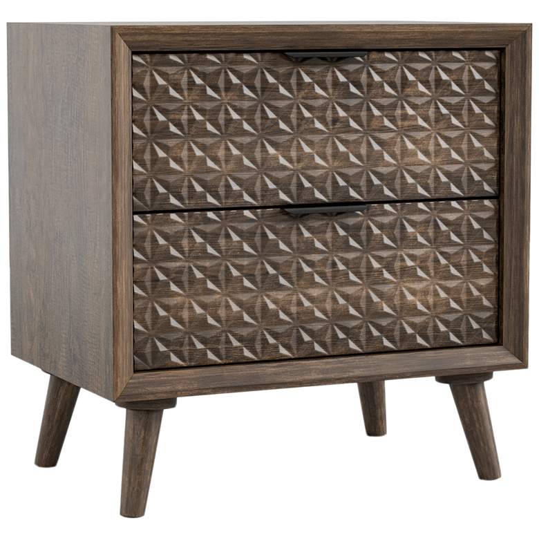 Image 1 Thease Dark Brown 2-Drawer Nightstand with Textured Drawer Front Panels