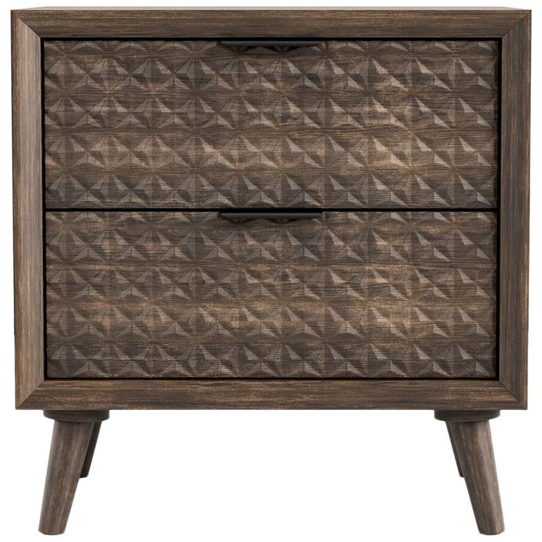 Image 3 Thease Dark Brown 2-Drawer Nightstand with Textured Drawer Front Panels more views