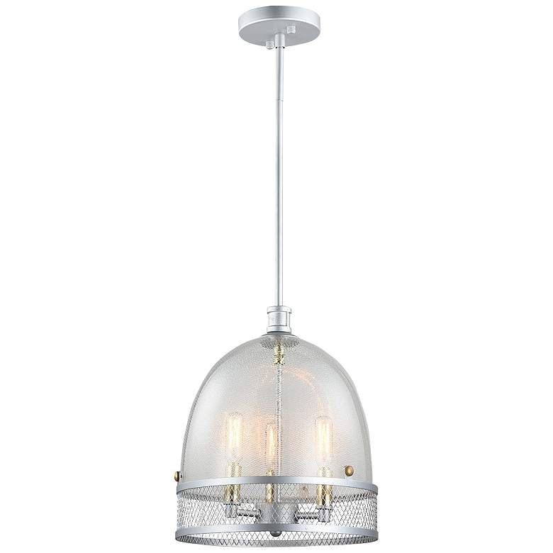 Image 1 Theia 3-Light 11 Inch Boutique Dome Matte Silver Pendant Light