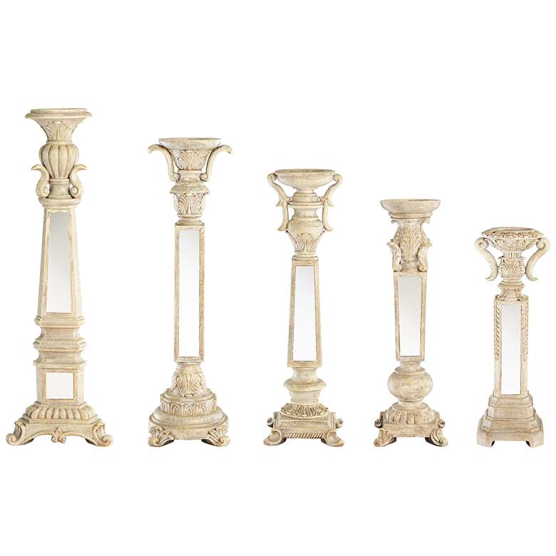 Image 1 Theia Set of 5 Mirrored Candle Holders