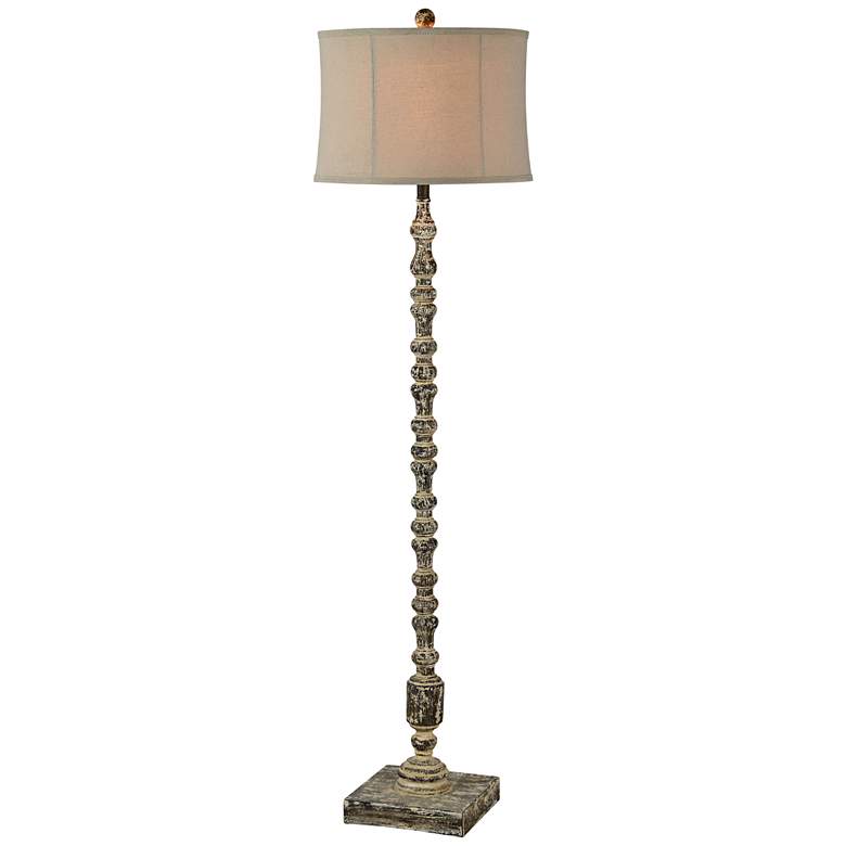 Image 1 Thelma Distressed Finish Turned Column Pole Floor Lamp