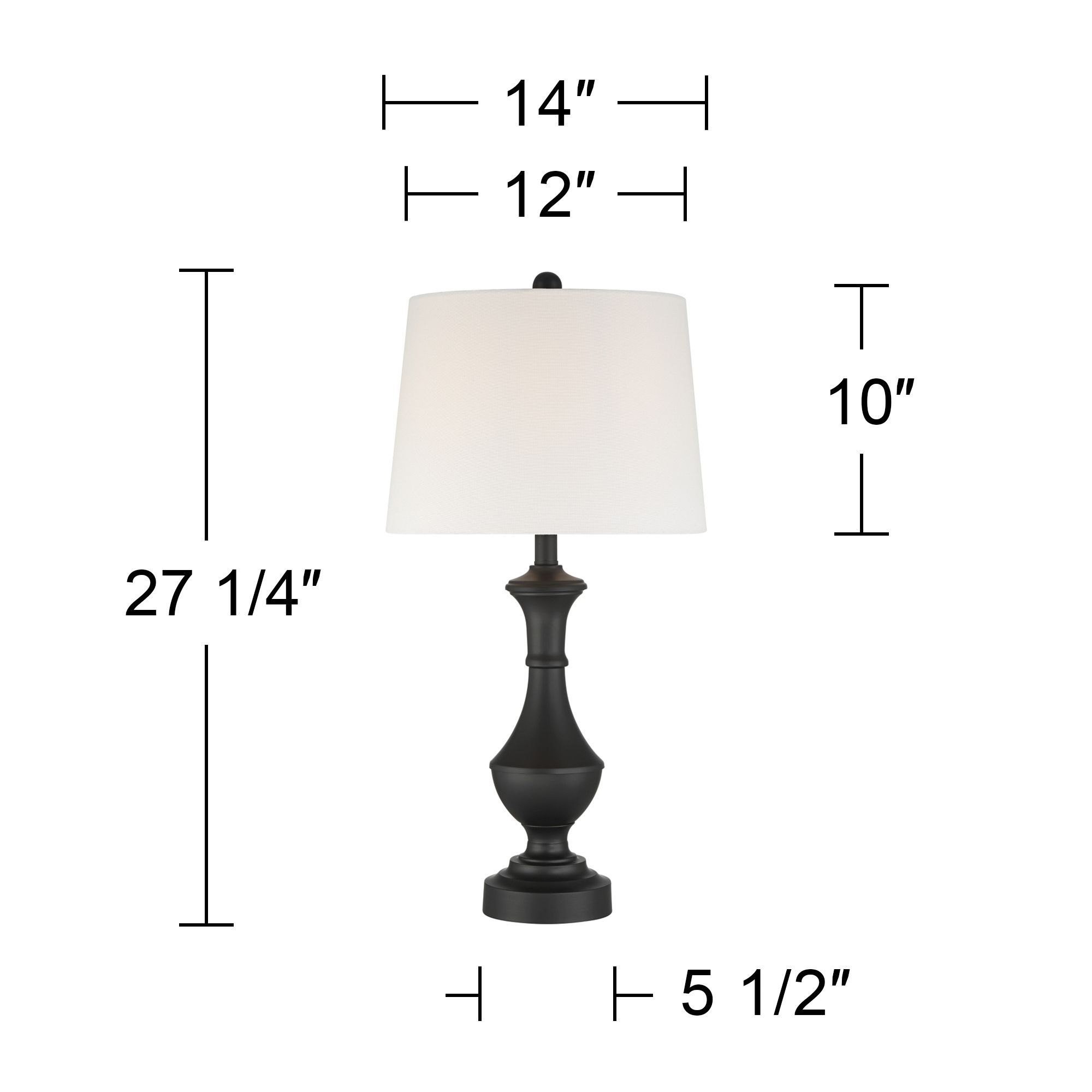 Theo 27 1/4" High Black Metal Column Table Lamp Set of 2 in scene