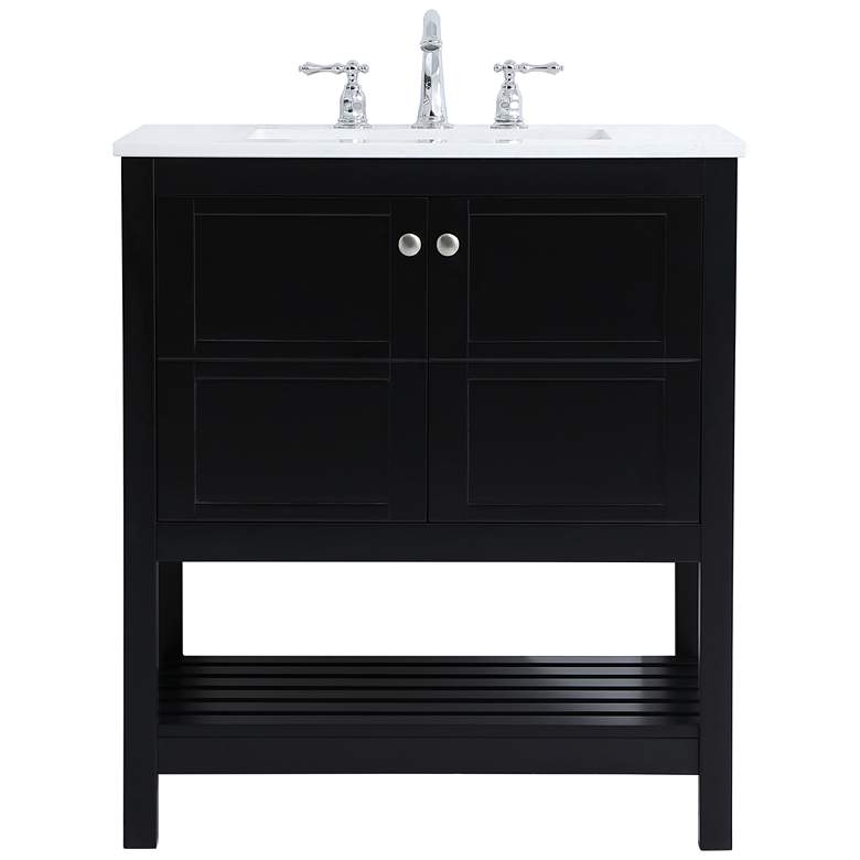 Image 1 Theo 30" Wide Black 2-Door Single Sink Vanity