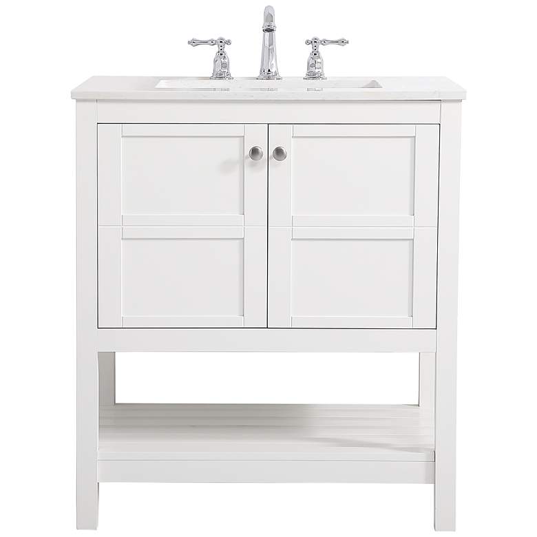 Image 1 Theo 30" Wide White 2-Door Single Sink Bathroom Vanity