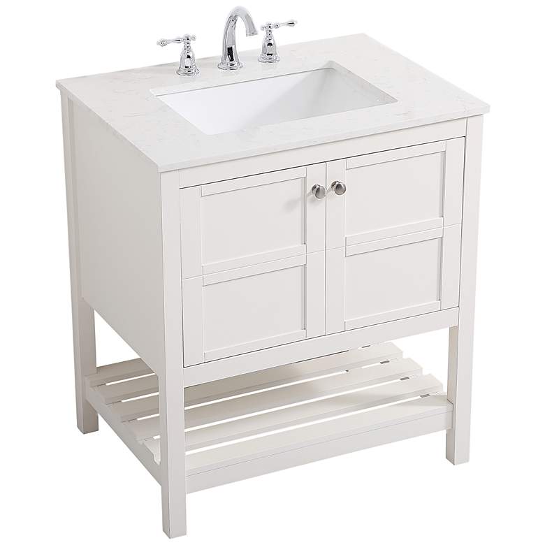 Image 3 Theo 30" Wide White 2-Door Single Sink Bathroom Vanity more views