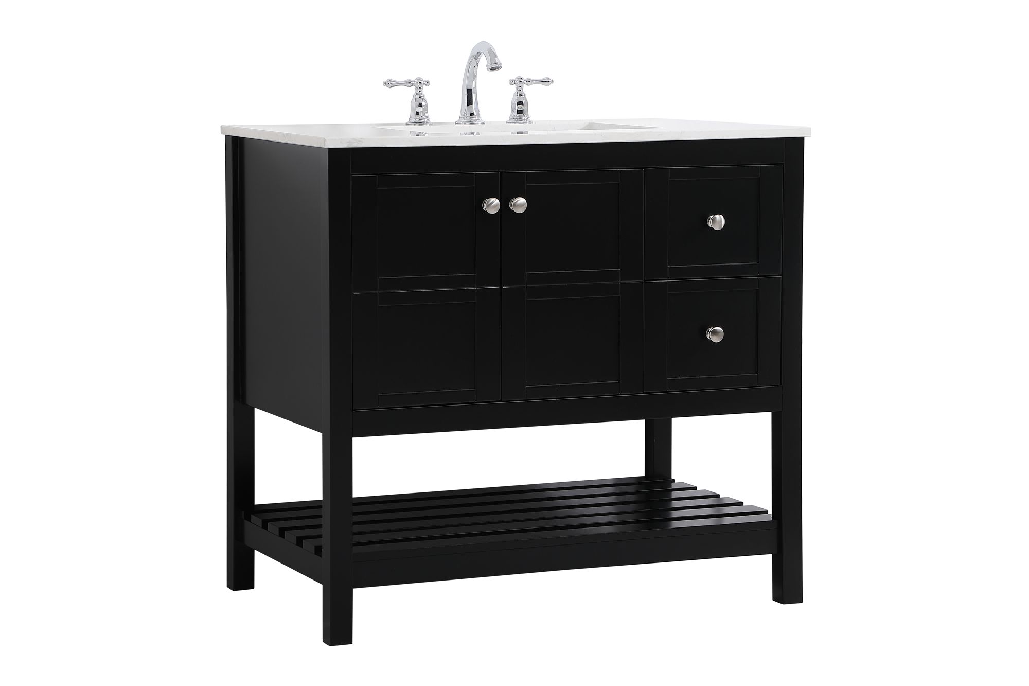 Image 3 Theo 36" Wide Black 2-Drawer Single Sink Bathroom Vanity more views