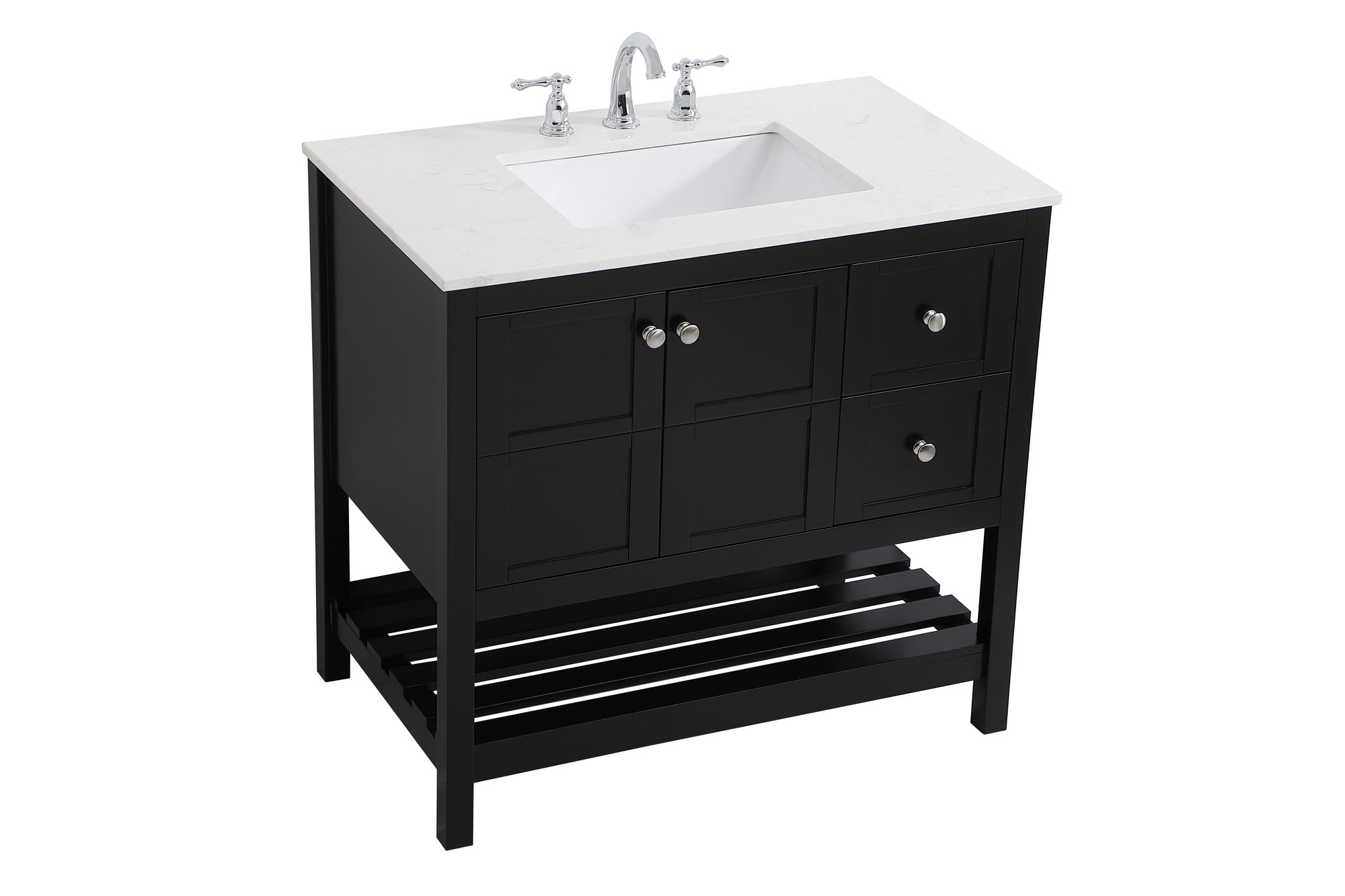 Image 4 Theo 36" Wide Black 2-Drawer Single Sink Bathroom Vanity more views