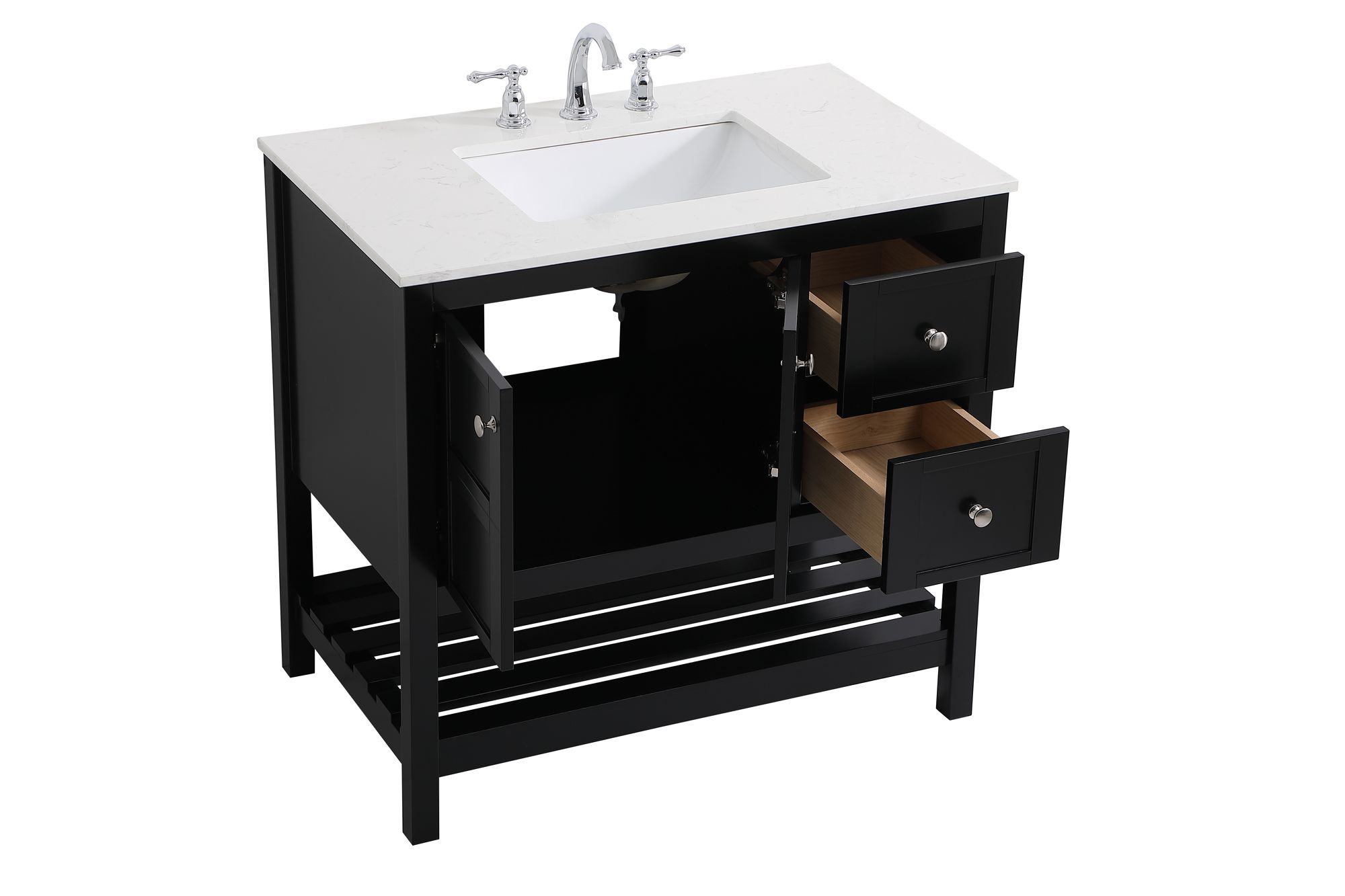 Image 5 Theo 36" Wide Black 2-Drawer Single Sink Bathroom Vanity more views