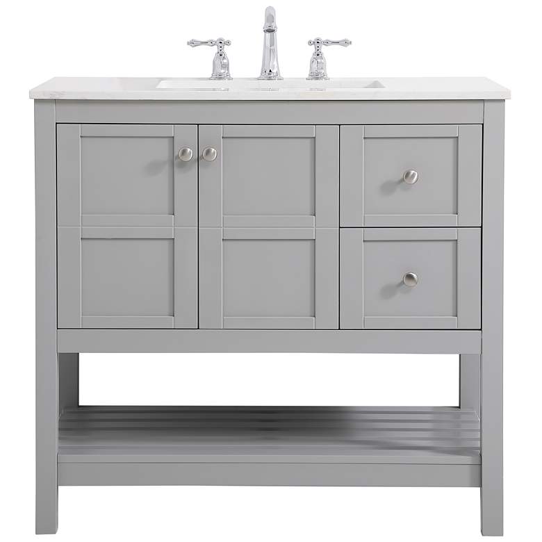 Image 2 Theo 36" Wide Gray 2-Drawer Single Sink Bathroom Vanity