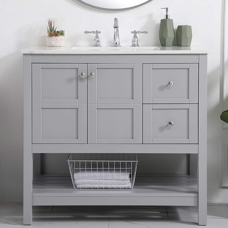 Image 1 Theo 36" Wide Gray 2-Drawer Single Sink Bathroom Vanity